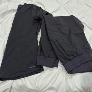 healing hands Women's Black Scrub Set with Purple Trim